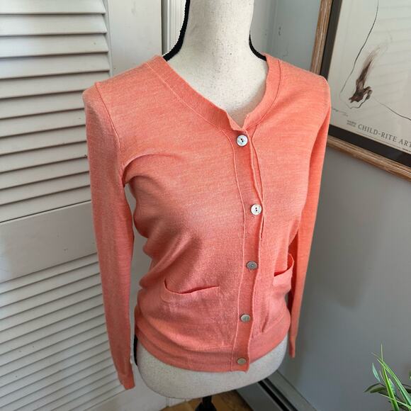 WALLACE Womens Sweater Small Pink Merino Wool Cardigan Preppy Casual Feminine - Picture 5 of 13